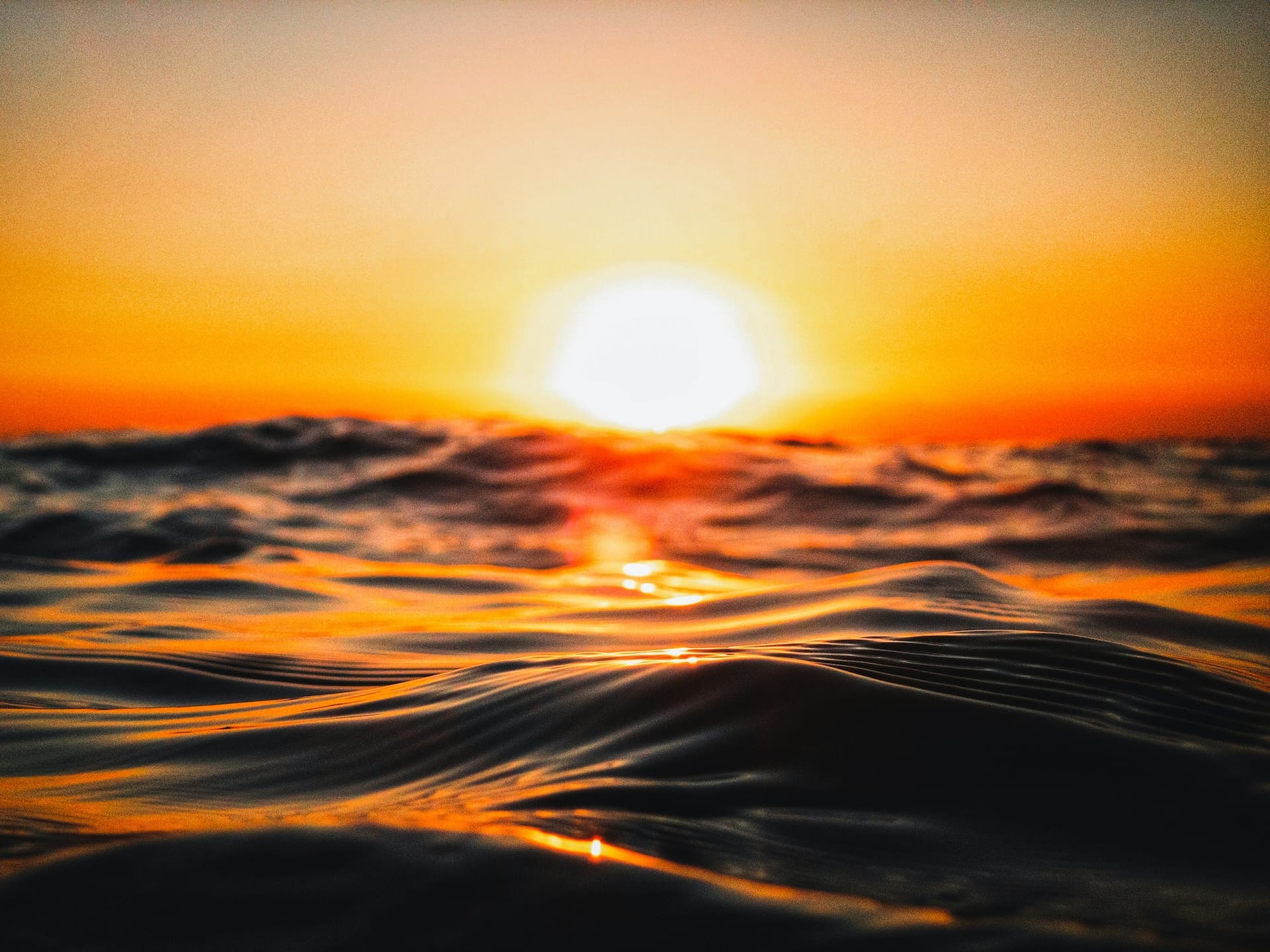 sunset over the sea ripples